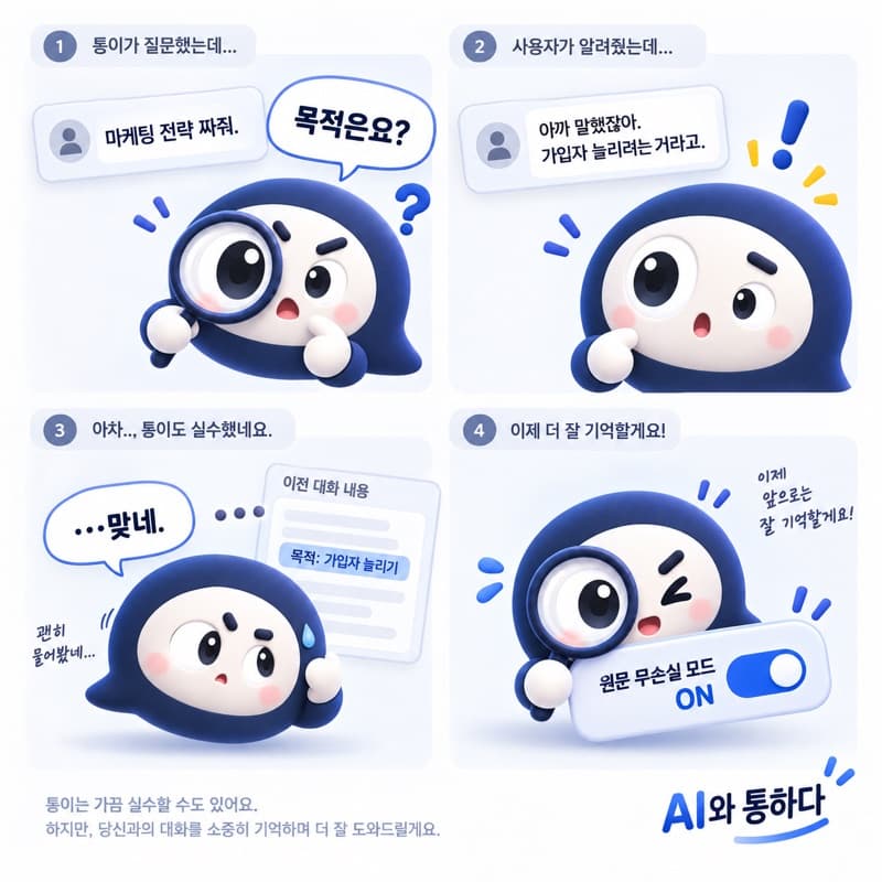 통이 4컷: 이미 말한 건 다시 묻지 않아요
